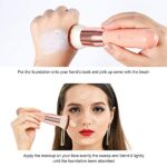 DUcare Foundation Brush for Liquid Makeup, Flat Top Kabuki Synthetic Professional Makeup Brushes Liquid Blending Mineral Powder Buffing Stippling Makeup Tools, Pink - Image 4