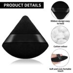 Sibba 2 Pieces Triangle Powder Puffs Face Cosmetic Powder Puff Washable Reusable Soft Plush Powder Sponge Makeup Foundation Sponge for Face Body Loose Powder Wet Dry Makeup Tool (2Pcs Black) - Image 4