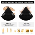 Sibba 2 Pieces Triangle Powder Puffs Face Cosmetic Powder Puff Washable Reusable Soft Plush Powder Sponge Makeup Foundation Sponge for Face Body Loose Powder Wet Dry Makeup Tool (2Pcs Black) - Image 5