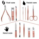 Nail Clippers and Beauty Tool Portable Set, Rose Gold Martensitic Stainless Steel Manicure Set 12 in 1, with Pink Leather Bag, Suitable for Home, Workplace, Outdoor Travel, Gift Giving, Beauty Salon. - Image 3