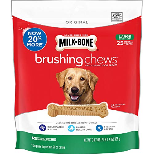 514J7CRFghL.jpg Milk-Bone Brushing Chews Daily Dental Dog Treats, Large, 25 Count - Image 1