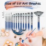 Paint Brush Set,Rosmax Artist Paint Brushes-Nylon Hair &15 Different Sizes for Acrylic Painting,Oil,Watercolor,Fabric-Great for Kids Adult Drawing Arts Crafts Supplies or Beginners,Professionals. - Image 3