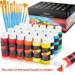 Caliart Acrylic Paint Set With 12 Brushes, 24 Colors (59ml, 2oz) Art Craft Paints for Artists Kids Students Beginners & Painters, Canvas Halloween Pumpkin Ceramic Wood Rock Painting Art Supplies Kit - Image 3