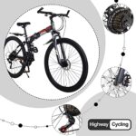 Multiple 26/29 Inch Mens Mountain Bike, 21 Speeds Folding Bike for Adults and Teens, Full Suspension Off-Road Racing Bike with Dual Disc Brakes High Carbon Steel Frame - Image 6