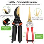 Pruning Shears for Gardening 3 Pack, WEIKA 8.5" Professional Titanium Bypass Garden Shears and 2 8.3" Garden Scissors and Gloves, Ultra Sharp Pruners Clippers for Trimming Bushes Flowers Plants - Image 6